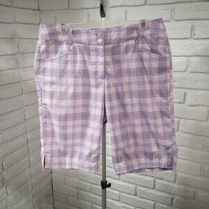 Callaway Ladies Size 8 Pink Purple & Blue Plaid Golf Shorts